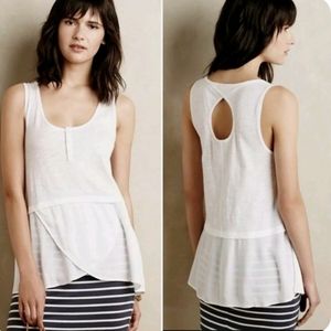 ANTHROPOLOGIE Little Yellow Button Signe Henley Keyhole Tank Top